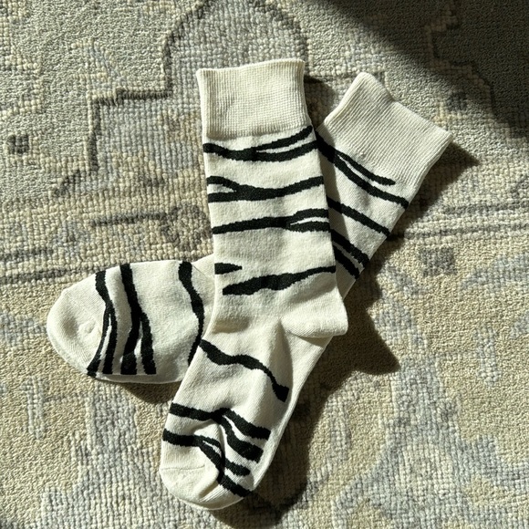 Accessories - 3/$15 Brand New Zebra Print Crew Socks